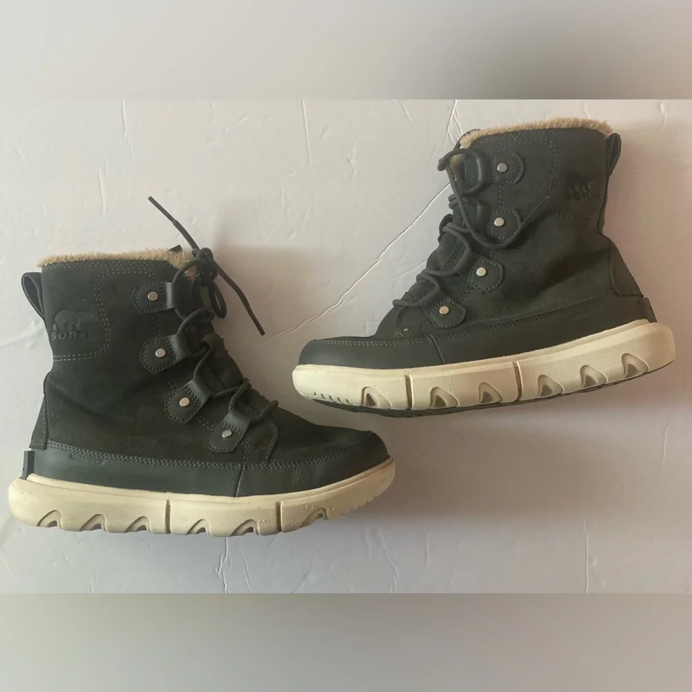 Sorel Womens SZ 7 Dark Gray Winter Boots.Waterproof and Microfleece for warmth